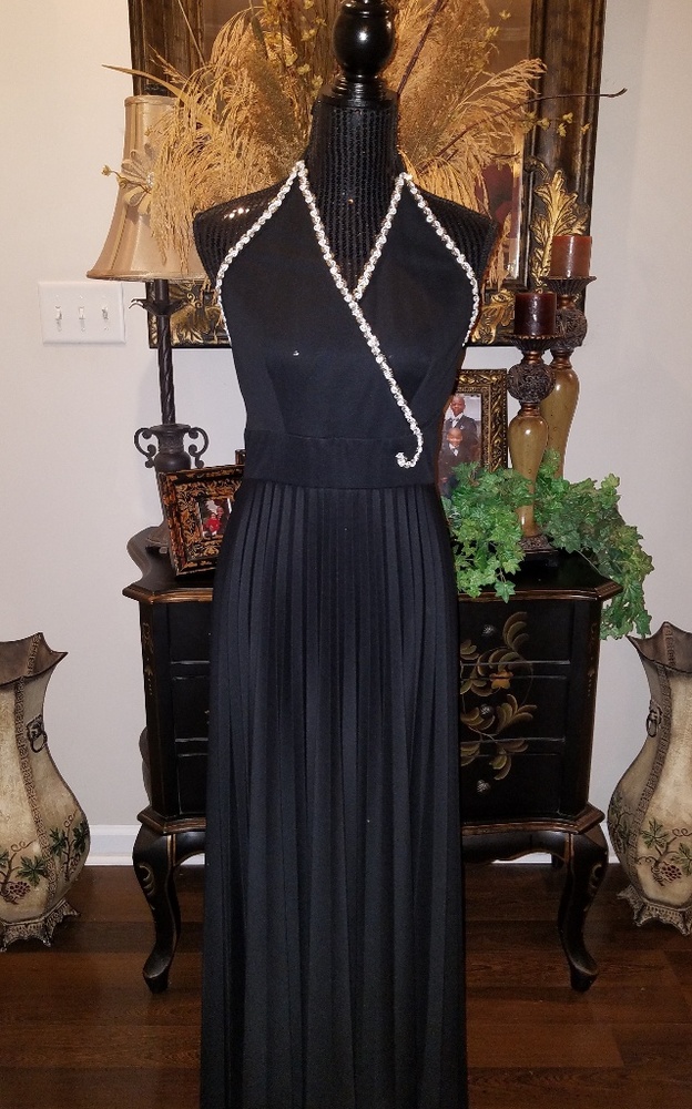 Vintage Pleated Halter Dress